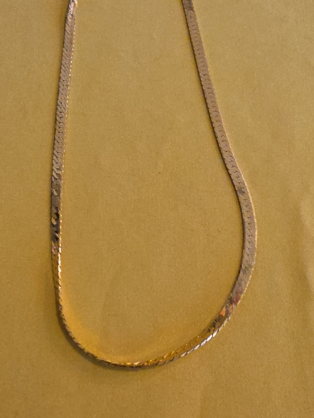 Vintage 925 Silver Vermeil Herringbone Necklace - Likely Made In Vicenza, Italy